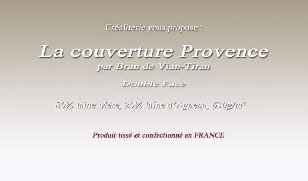 Couverture de lit Provence 630 g/m² Brun de Vian-Tiran laine mère et d'agneau Fabrication Française – Image 2