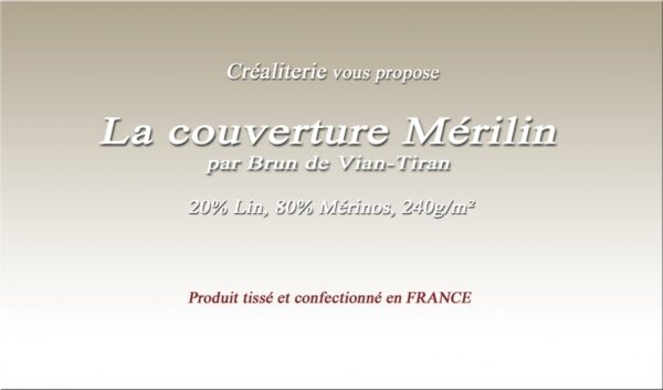 Couverture de lit Été BVT Mérilin 240 g/m² Brun de Vian-Tiran 20 % lin 80 % mérinos fabrication Française – Image 2