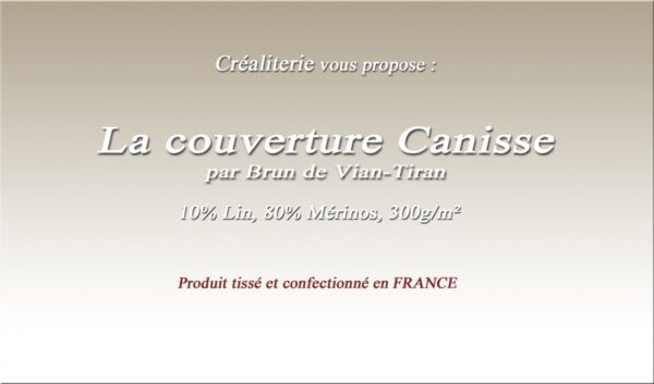 Couverture de lit Été BVT Canisses 300 g/m² Brun de Vian-Tiran 10 % lin 90 % mérinos fabrication Française
