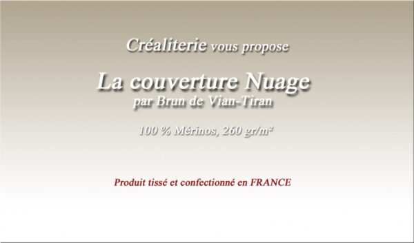 Couverture de lit Été BVT Nuage 260 g/m² Brun de Vian-Tiran 100 % mérinos fabrication Française