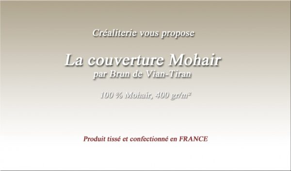 Couverture de lit Mohair 400 g/m² Brun de Vian-Tiran en mohair fabrication Française