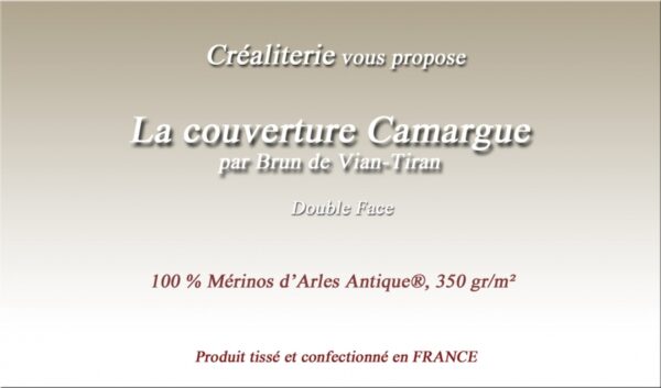 Couverture de lit Camargue 350 g/m² Brun de Vian-Tiran mérinos d'arles antique® laine Woolmark fabrication Française – Image 2