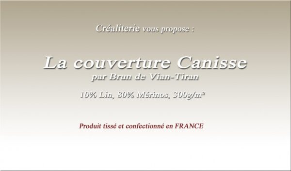 Couverture de lit Été BVT Canisses 300 g/m² Brun de Vian-Tiran 10 % lin 90 % mérinos fabrication Française – Image 2