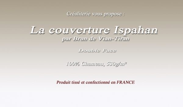 Couverture de lit Ispahan double face 530 g/m² Brun de Vian-tiran en chameau Fabrication Française – Image 2