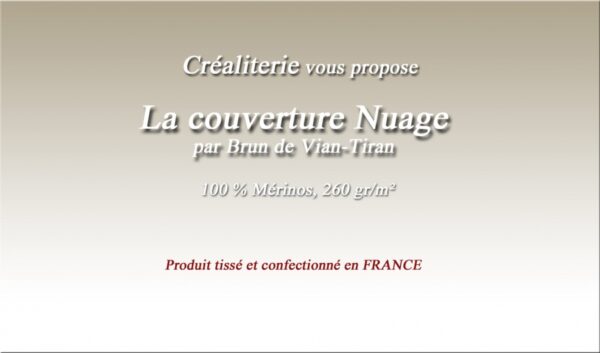 Couverture de lit Été BVT Nuage 260 g/m² Brun de Vian-Tiran 100 % mérinos fabrication Française – Image 2