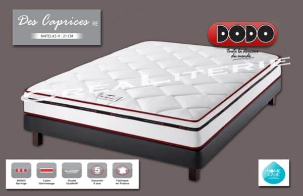 Matelas Dodo Des Caprices RE 21 cm Latex + Ressorts Ensachés soutien ferme Accueil douillet Fabrication Française