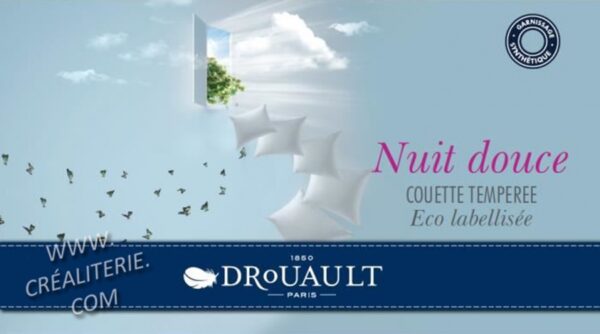 Couette Drouault Nuit douce 300 g/m² fibre creuse siliconée, haut de gamme, certifiée ECO LABEL, Fabrication Française – Image 2