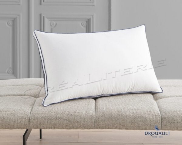 Oreiller Drouault Trianon plate bande naturel Duvet extra gonflant de canard blanc Fabriqué en France – Image 3