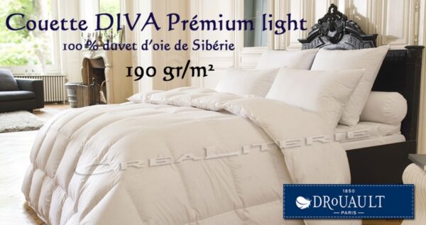 Couette Drouault Diva Prémium Light 190 g/m² en Duvet d'Oie blanc des neiges de Sibérie Fabrication Française – Image 2
