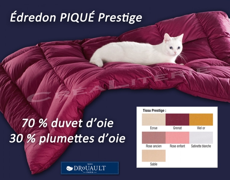 Édredon Duvet Piqué Prestige drouault 70 % duvet d'oie et 30