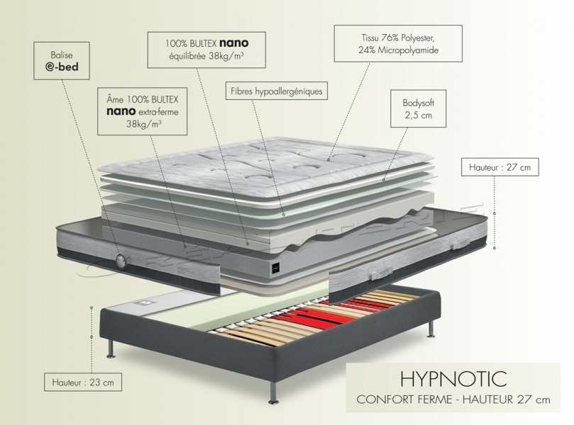 Matelas 140x190 BULTEX VIBRATO fabriqué en france, technologie stable