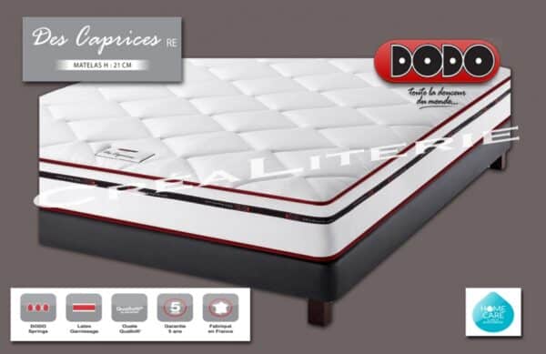 Matelas Dodo Des Caprices RE 21 cm Latex + Ressorts Ensachés soutien ferme Accueil douillet Fabrication Française – Image 2