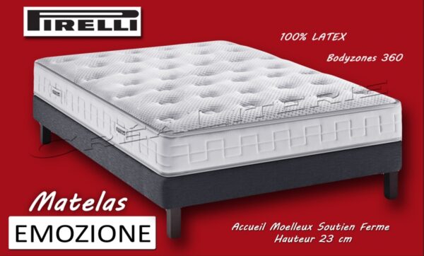 Matelas Pirelli Emozione 23 cm latex Bodyzones 360 Accueil Moelleux Soutien Ferme Fabrication Française – Image 3