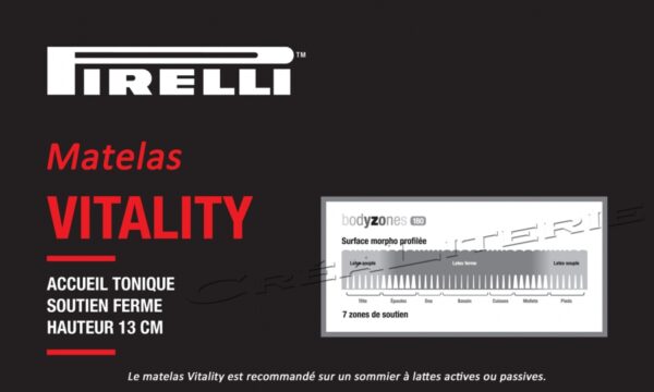 Matelas Pirelli Vitality 13 cm latex BODYZONES 180 Accueil Tonique Soutien Ferme Fabrication Française – Image 5