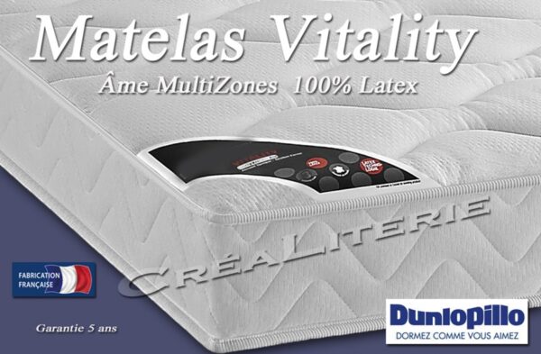 Matelas Dunlopillo Vitality 13 cm latex Âme MultiZones Accueil Tonique Soutien Ferme Fabrication Française – Image 3