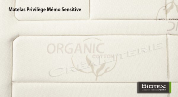 Matelas Biotex  Privilège memo sensitive visco végétale Huile de ricin à mémoire de forme (coutil Organic Coton) – Image 4