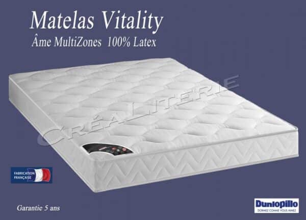 Matelas Dunlopillo Vitality 13 cm latex Âme MultiZones Accueil Tonique Soutien Ferme Fabrication Française – Image 2