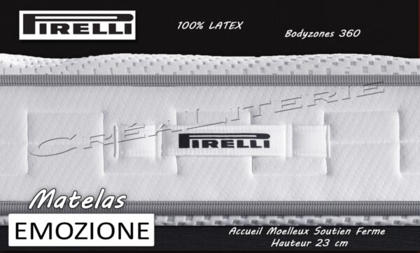 Matelas Pirelli Emozione 23 cm latex Bodyzones 360 Accueil Moelleux Soutien Ferme Fabrication Française – Image 4