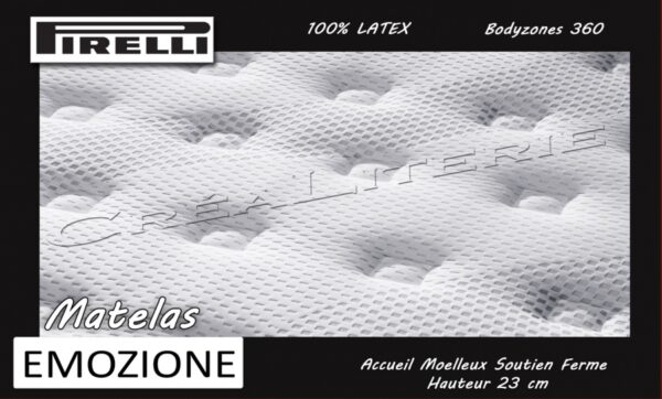 Matelas Pirelli Emozione 23 cm latex Bodyzones 360 Accueil Moelleux Soutien Ferme Fabrication Française – Image 5