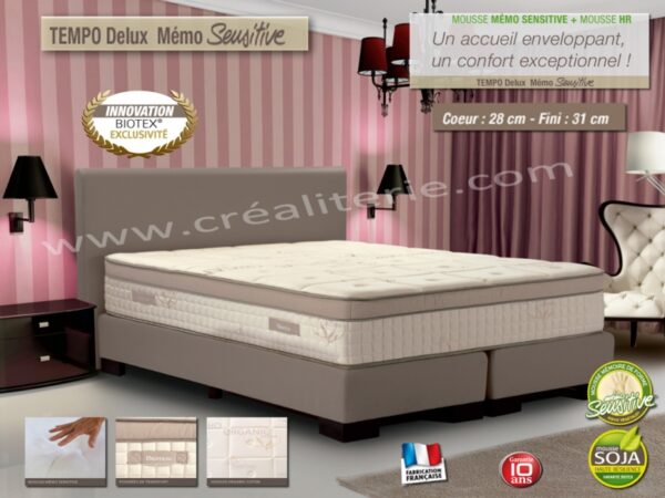 Matelas Mémoire de Forme Delux Biotex visco végétale huile ricin + mousse haute résilience soja (coutil coton organic)