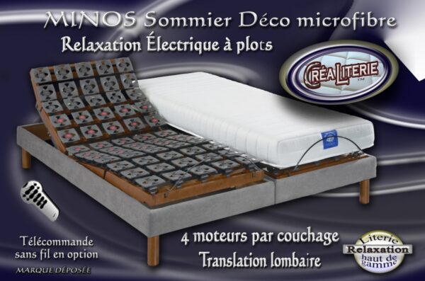 MINOS sommier lit relaxation électrique à plots 4 moteurs par couchage dos reculant Fabrication Française – Image 2