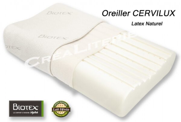 Oreiller Biotex cervilux ergonomique latex naturel Fabriqué en France