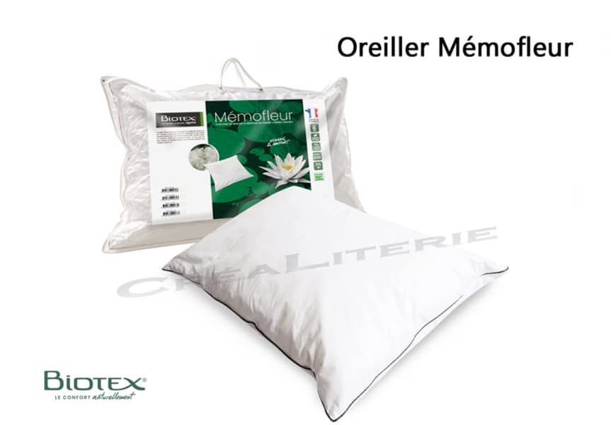 Oreiller Biotex Mémofleur de Visco végétale à mémoire de forme + fibre  creuse Fabriqué en France - Crealiterie