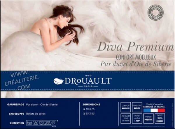 Oreiller Drouault Diva Premium Naturel Duvet d'Oie blanc des neiges de Sibérie haut-luxe Fabrication Française – Image 5