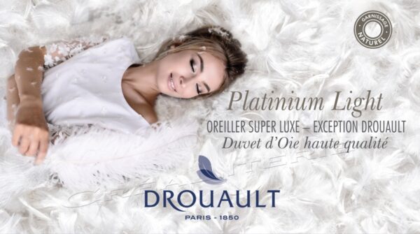 Oreiller Drouault Platinium Light en duvet d'Oie haute qualité extra blanc Fabriqué en France – Image 5