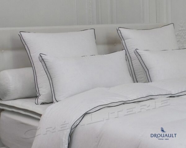 Oreiller Drouault Hermitage plate bande naturel Duvet extra gonflant de canard blanc Fabriqué en France – Image 3