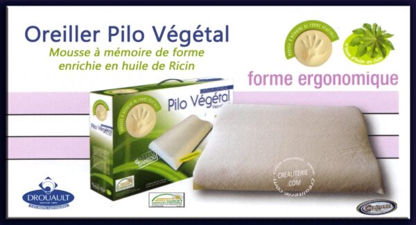 Oreiller Drouault PILO Végétal Ergonomique à mémoire de forme enrichie en huile Végétale Fabrication Française – Image 4