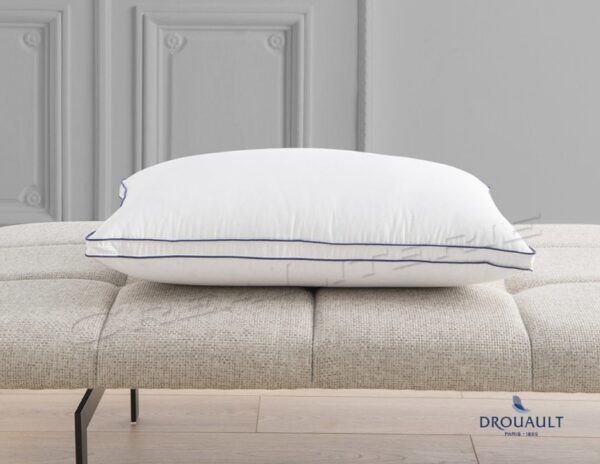 Oreiller Drouault Hermitage plate bande naturel Duvet extra gonflant de canard blanc Fabriqué en France – Image 2