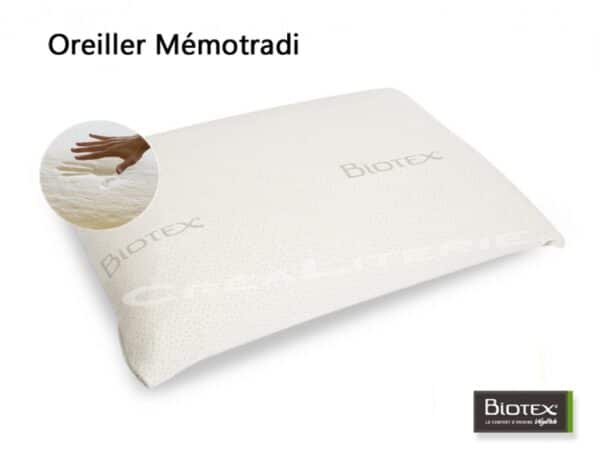 Oreiller Biotex Mémotradi végétale à mémoire de forme à base d huile de Ricin housse coton Fabriqué en France – Image 4