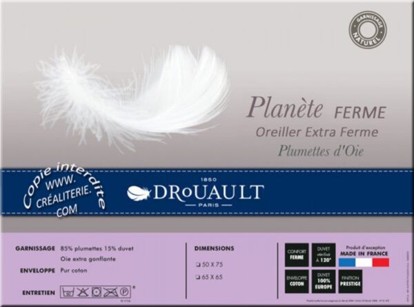 Oreiller Drouault Planète Ferme en duvet d'oie extra gonflant ligne Haut Luxe Fabrication Française – Image 3