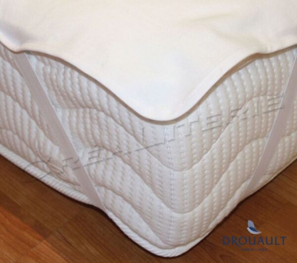Protège matelas drouault Arles 200 g/m² en molleton de coton forme Plateau traité Sanfor anti-rétrécissement Fabriqué en France – Image 3