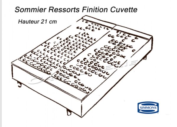 Sommier Simmons Cuvette Ressorts Ensachés 21 cm mi-ferme Fabriqué en France – Image 3