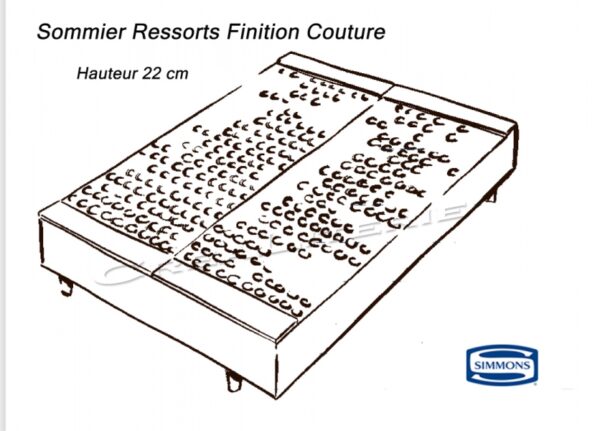 Sommier Simmons Ressorts Ensachés 22 cm, finition couture confort mi-ferme Fabriqué en France – Image 4