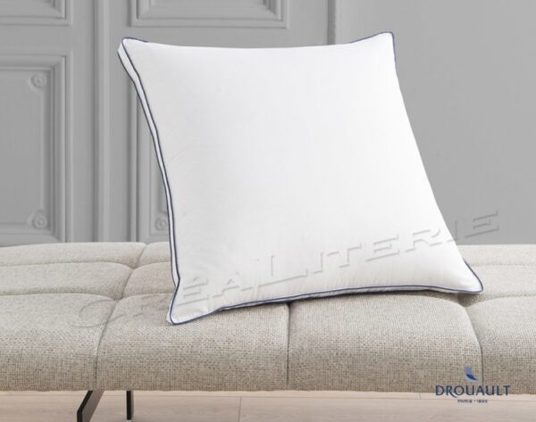 Oreiller Drouault Trianon plate bande naturel Duvet extra gonflant de canard blanc Fabriqué en France – Image 5