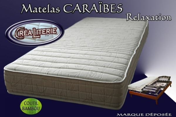 Matelas Caraïbes relaxation Haute Résilience 35 kg/m³ (coutil bambou) Fabrication Française – Image 2