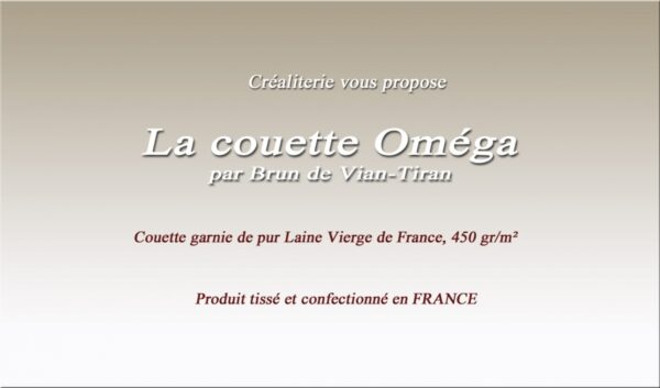 Couette Bvt Omega 450 gr/m² Brun de Vian-Tiran en laine vierge de France Fabrication Française – Image 2
