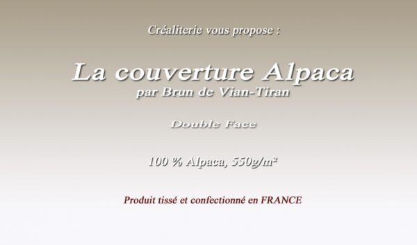 Couverture de lit Bvt Alpaca 550 g/m² Brun de Vian-Tiran Alpaca fabrication Française – Image 2