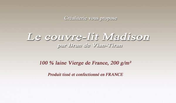 Couvre-Lit Bvt Madison 200 gr/m² Laine Vierge de France Fabrication Française – Image 2