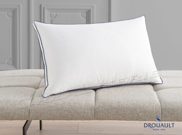 Oreiller Drouault Hermitage plate bande naturel Duvet extra gonflant de canard blanc Fabriqué en France – Image 4