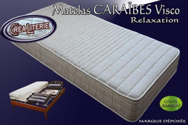 Matelas Caraïbes visco relaxation à mémoire de forme (Coutil BAMBOU)