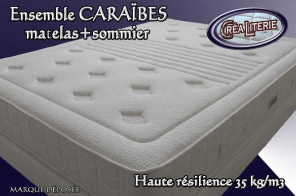 Ensemble literie Caraïbes matelas HR 35 kg/m³ sans cfc + sommier tapissier lattes bois massif – Image 2