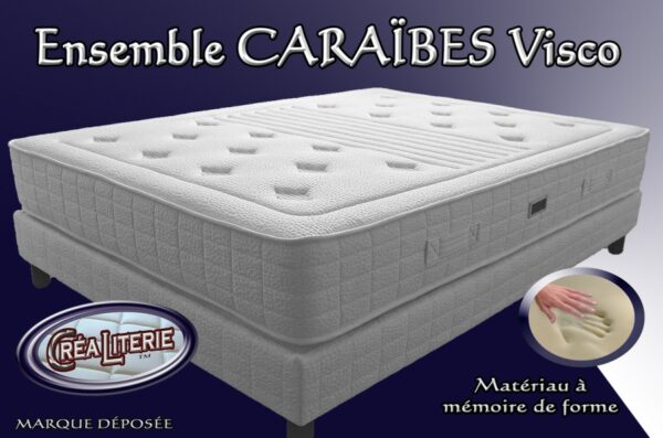 Ensemble literie Caraïbes Visco matelas + sommier tapissier lattes multiplis – Image 2