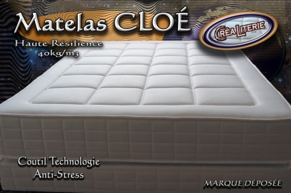Matelas Cloé Mousse Polyuréthane haute résilience 40 kg/m³ sans cfc (coutil anti-stress) Fabrication Française – Image 3