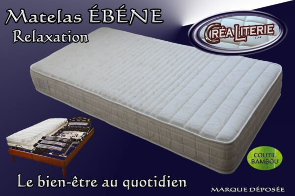Matelas Ébéne relaxation mousse  haute résilience 50 kg/m³ (coutil bambou) Fabrication Française