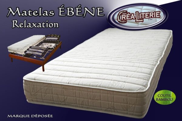 Matelas Ébéne relaxation mousse  haute résilience 50 kg/m³ (coutil bambou) Fabrication Française – Image 2