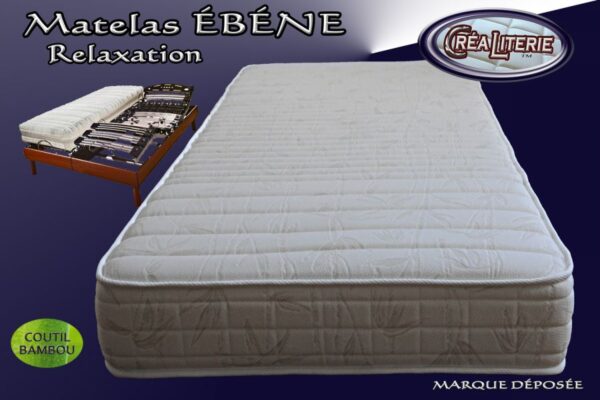Matelas Ébéne relaxation mousse  haute résilience 50 kg/m³ (coutil bambou) Fabrication Française – Image 3